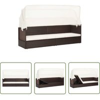 The Living Store Gartensofa mit Sonnendach Poly Rattan Braun - Gartensofa - Sonnenliege - Lounge Möbel - Outdoor Möbel - Rattan Gartenmöbel von DOC&ET²