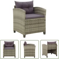 The Living Store Gartenstuhl mit Kissen Poly Rattan Grau - Gartenstuhl - Outdoor Möbel - Rattan Gartenmöbel - Gartenlounge - Terrassenmöbeln von DOC&ET²