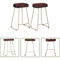 The Living Store Gavin Barhocker 2 Stk. Massivholz Mango - Retro Barhocker - Mangoholz Barhocker - Industrieller Barhocker - Vintage Barhocker von DOC&ET²