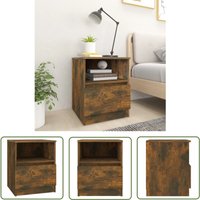 The Living Store Nachttisch Räuchereiche 40x40x50 cm Holzwerkstoff - Nachttisch - Wohnzimmermöbel - Holzmöbel - Sideboard - Regal The Living Store Nachttisch Räuchereiche 40x40x50 cm Holzwerkstoff - Nachttisch - Wohnzimmermöbel - Holzmöbel - Sideboard - Regal von DOC&ET²