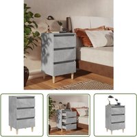 The Living Store Nachttisch mit Massivholz-Beinen Betongrau 40x35x69 cm - Nachttisch - Beistelltisch - Wohnzimmermöbel - Schlafzimmerschreibtisch von DOC&ET²