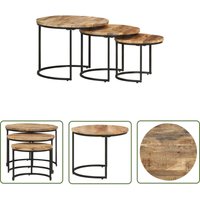 The Living Store Satztische 3 Stk. Rohes Mangoholz - Holztisch - Couchtisch - Set - Mangoholz - Wohnzimmmobiliar von DOC&ET²