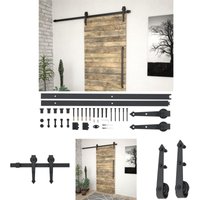 The Living Store Schiebetürbeschlag-Set 183 cm Stahl Schwarz - Türrahmen von DOC&ET²