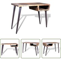 The Living Store Schreibtisch Altholz mit Eisenbeinen - Vintage Schreibtisch - Altholz Schreibtisch - Retro Schreibtisch - Schreibtisch Antik Stil von DOC&ET²
