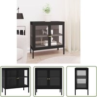 The Living Store Sideboard Schwarz 70x35x70 cm Stahl und Glas - Sideboard - Wohnzimmermöbel - Eckschrank - tv Stand - Schwarz von DOC&ET²