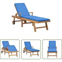 The Living Store Sonnenliege mit Auflage Massivholz Teak Blau - Sonnenliege - Gartenliege - Teakholzmöbel - Outdoormöbel - Liegefläche The Living Store Sonnenliege mit Auflage Massivholz Teak Blau - Sonnenliege - Gartenliege - Teakholzmöbel - Outdoormöbel - Liegefläche von DOC&ET²