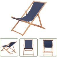 The Living Store Strandstuhl Klappbar Stoff und Massivholz Blau - Strandstuhl - Gartenstuhl - Campingstuhl - Klappbarer Stuhl - Holzmöbel von DOC&ET²