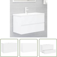 The Living Store Waschbeckenunterschrank mit Einbaubecken Weiß Holzwerkstoff - Waschbeckenunterschrank - Holzwerkstoff Möbel - Weißer Küchenkasten The Living Store Waschbeckenunterschrank mit Einbaubecken Weiß Holzwerkstoff - Waschbeckenunterschrank - Holzwerkstoff Möbel - Weißer Küchenkasten von DOC&ET²