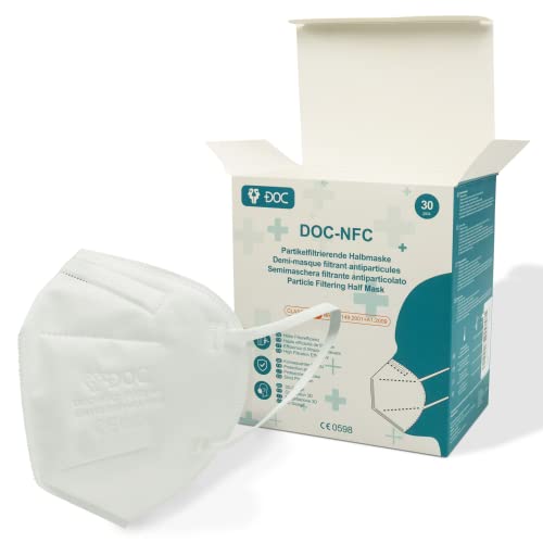 DOC FFP2-Masken - einzeln verpackte Atemschutzmasken - Halbmaske - Schutzmaske für Mund & Nase - Mundschutz - CE 0598 Standard - weiß - 30 Stück DOC FFP2-Masken - einzeln verpackte Atemschutzmasken - Halbmaske - Schutzmaske für Mund & Nase - Mundschutz - CE 0598 Standard - weiß - 30 Stück von DOC