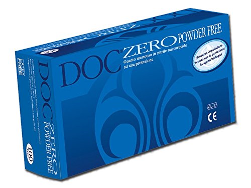 DOC Zero Nitrilhandschuhe, Puderfrei, Blau, Standard, Größe S (Packung mit 100 Einzelhandschuhen) von DOC