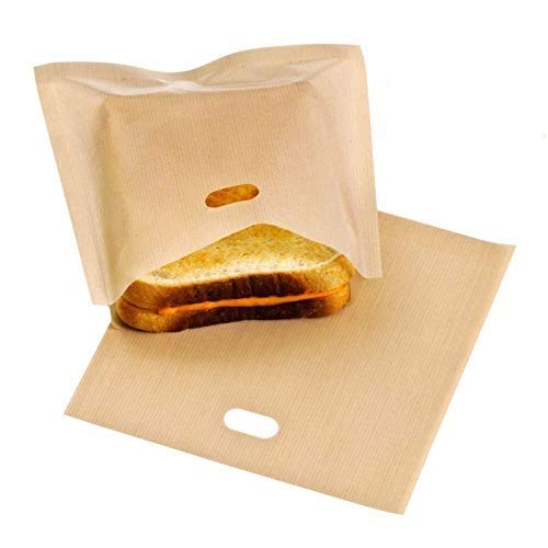 DOCA Toaster-Beutel – 6er-Pack, antihaftbeschichtet, wiederverwendbar, hitzebeständig – Taschen für Sandwich-Pizzabrot in Mikrowelle, Toaster, Ofen, Grill von DOCA