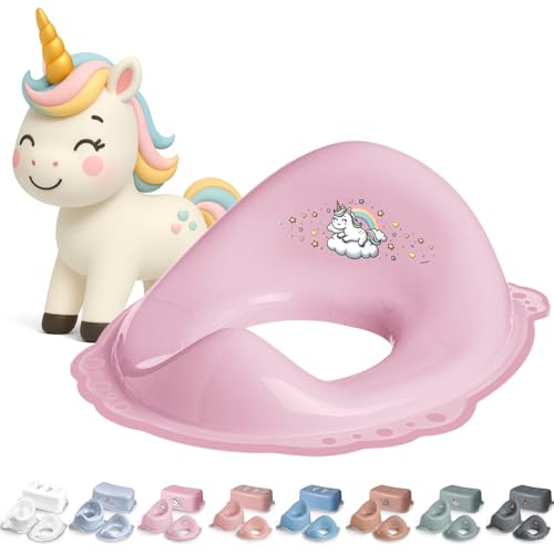 DOCARI Toilettensitz Kinder Klositz Aufsatz rutschsicher ergonomisch Einhorn pink - Toilettenaufsatz Kinder WC Sitz für komfortables sicheres Toilettentraining - Kindertoilettensitzaufsatz ab 2 Jahre von DOCARI