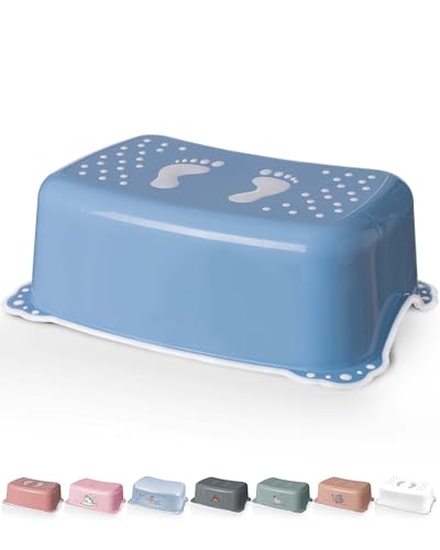 DOCARI Tritthocker Kinder Blau - Kindertritt Waschbecken stabil und rutschfest - Toilettenhocker Kinder Hocker Badezimmer - Kinderhocker Tritthocker für Kinder Tritt Hocker Kinder Bad von DOCARI