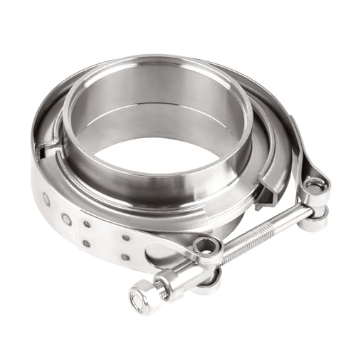 DOCAS 1pc Ø 50.8mm(2.0") V-Band Klemme + Flansche komplett Edelstahl Extra Turbo Schlauch, Edelstahl V Band Schelle Set Turbo Abgasanlage Schnellverschluß von DOCAS