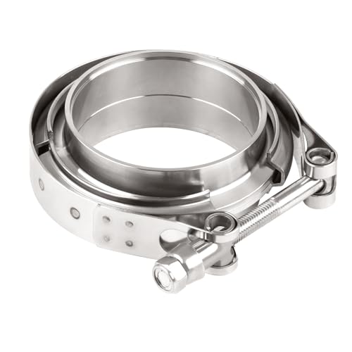 DOCAS 1pc Ø 76.2mm(3.0") V-Band Klemme + Flansche komplett Edelstahl Extra Turbo Schlauch, Edelstahl V Band Schelle Set Turbo Abgasanlage Schnellverschluß von DOCAS
