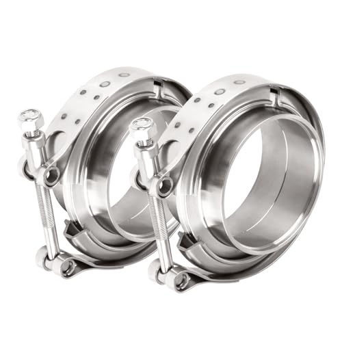 DOCAS 2pc Ø 69.8mm(2.75") V-Band Klemme + Flansche komplett Edelstahl Extra Turbo Schlauch,Edelstahl V Band Schelle Set Turbo Abgasanlage Schnellverschluß von DOCAS
