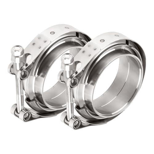 DOCAS 2pcs Ø 76.2mm(3.0") V-Band Klemme + Flansche komplett Edelstahl Extra Turbo Schlauch,Edelstahl V Band Schelle Set Turbo Abgasanlage Schnellverschluß von DOCAS