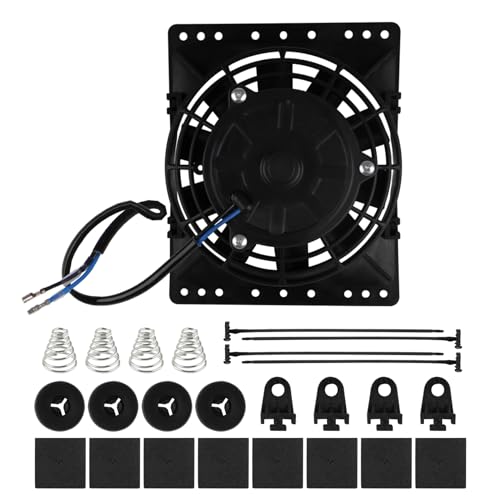 DOCAS 6 Zoll 12V 80W Universal Auto Kühlerlüfter Kühlgebläse, Auto Elektrischer Lüfter Motorlüfter Slim mit Montagesatz für Auto KFZ LKW von DOCAS