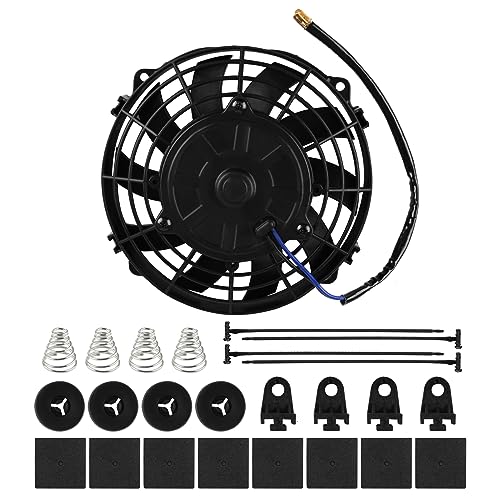DOCAS 7 Zoll 12V 80W Universal Auto Kühlerlüfter Kühlgebläse, Auto Elektrischer Lüfter Motorlüfter Slim mit Montagesatz für Auto KFZ LKW von DOCAS