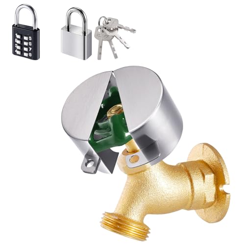 DOCEPERT Wasserhahn Schloss,Wasserhahn-Set FüR Den AußEnbereich, Edelstahl-Abdeckung FüR Den AußEnhahn, Geeignet FüR Garten, Zimmer Und KüChe Schlauchschloss (2 VorhäNgeschlöSser) von DOCEPERT
