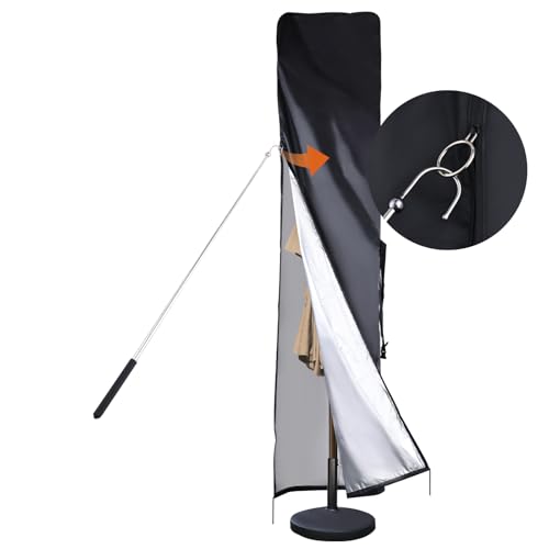 Schutzhülle Sonnenschirm Wasserdichter für 200CM/330CM Ampelschirm ,Sonnenschirm Hülle für 450CM Doppelsonnenschirm,420D Sonnenschirm-Abdeckung mit Stab,ReißVerschluss,Obere EntlüFtung(230x52x62CM) von DOCEPERT
