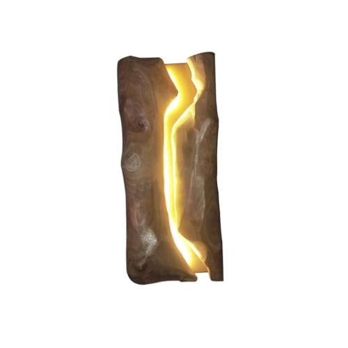 DOCJX Wandleuchte LED Holz Restaurant Wandlampe Retro Innen Industrial Up Down Wandlampe Rustikale Wohnzimmer Holz Lampenschirm Schlafzimmerwand Für Schlafzimmer Treppenhaus Wandbeleuchtung (groß) von DOCJX