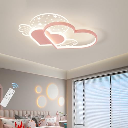 DOCJX Kinderzimmer Lampe LED Deckenleuchte Schlafzimmer Deckenlampe Herz Design Dimmbar Mädchen Baby Jungen Kinder Lampen Mit Fernbedienung Acryl Leuchttafel Wohnzimmer Pendelleuchte Baby Lampe (Colo von DOCJX