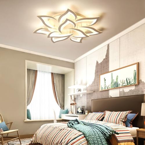 DOCJX LED Deckenleuchte Acryl Dimmbar Deckenlampe 108W Wohnzimmerlampe Modern 3000K-6000K Kreative Blume Blütenblatt Design Pendelleuchte For Esszimmer Schlafzimmer Korridor Deckenbeleuchtung 85CM von DOCJX
