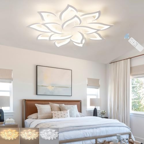 DOCJX LED Deckenleuchte Acryl Dimmbar Deckenlampe 108W Wohnzimmerlampe Modern Kreative Blume Blütenblatt Design Pendelleuchte For Esszimmer Schlafzimmer Korridor Deckenbeleuchtung von DOCJX