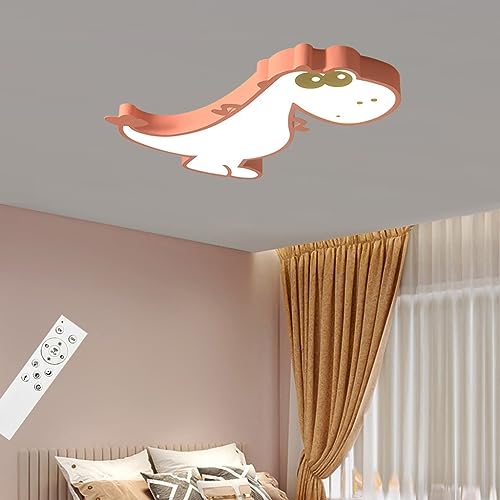 DOCJX LED Kinder Deckenleuchte Kinderzimmerlampe Cartoon Dinosaurier Lampe Dimmbar Kinderlampe Fernbedienung 36W Junge Mädchen Schlafzimmerlampe Deckenlampe Wohnzimmer Lampen (Color : Rosa, Größe : von DOCJX