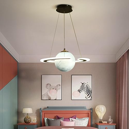 DOCJX Modern Kinderzimmer Kronleuchter Dimmbar Planet Hängelampe LED Mit Fernbedienung Pendelleuchten Wohnzimmer Hängeleuchten Jungen Mädchen Schlafzimmer Lampen Astronaut (Color : Infinite dimming, von DOCJX