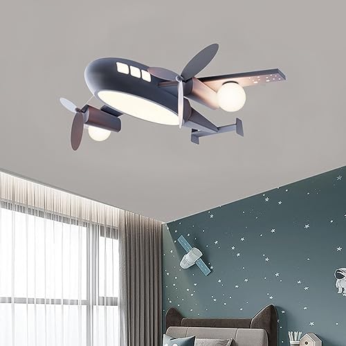 DOCJX Modern LED Deckenlampe Kinderzimmer Deckenleuchte Schlafzimmer 48W Flugzeug Kinderzimmer Lampe Decke 60cm Mit Fernbedienung Dimmbar Lampen Tageslichtlampe Decke Studie (Color : Gray 70cm, Größ von DOCJX