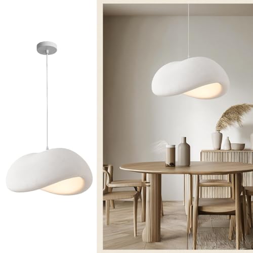 DOCJX Pendelleuchte E27 Weißer Wabi Sabi Lampe Moderne Kreative Polyethylen-Kronleuchter Esstisch Hängeleuchte Innenbeleuchtung Wohnzimmer Höhenverstellbar Für Schlafzimmer Küche Insel Heimdekoration von DOCJX