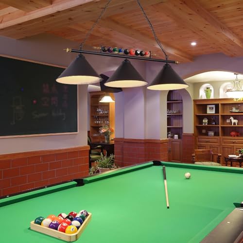 DOCJX Vintage Kronleuchter Billardlampe Pendelleuchte E27 Schwarz Industrieller Hängeleuchte Metall Schmiedeeisen Design Lampenschirm Höhenverstellbar Deckenleuchte Billardtisch Esstisch Restaurant Ba von DOCJX