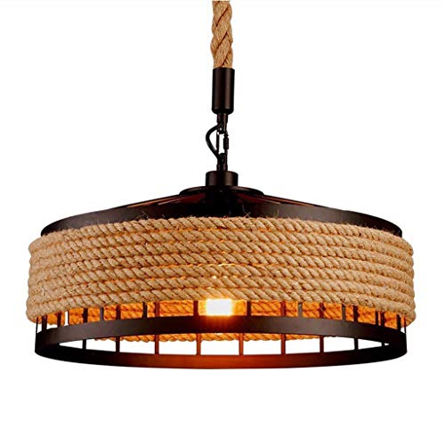 Vintage E27 Pendelleuchte Industrie Kronleuchter Eisen Retro Loft Hängeleuchten Leucht Nordic Twine Pendellampe Living Room Restaurant Pendant Light Lüster Hängelampe (größe : 40cm) von DOCJX