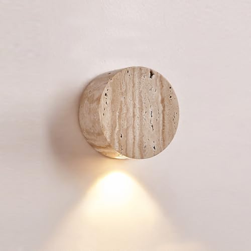DOCJX Wandleuchte Wabi-sabi Stil Wohnzimmer Yellowstone Travertin G4 Wandlampe Innen Modern Creme Wind Japanisch B&B Flur Designer kreative Kunst Eingang Schlafzimmer Wandbeleuchtung Treppenhaus von DOCJX