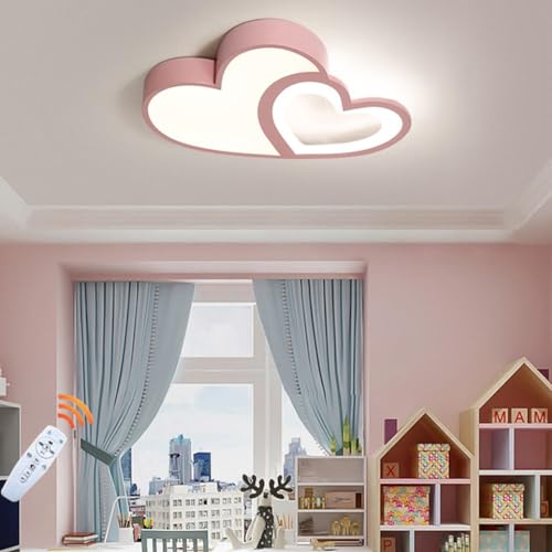 LED Deckenleuchte Kinderlampe Deckenleuchte Schlafzimmer Deckenlampe Doppelt Herz Design Dimmbar Mädchen Baby Jungen Kinder Lampen Mit Fernbedienung Leuchttafel Wohnzimmer Pendelleuchte Baby Lampe von DOCJX