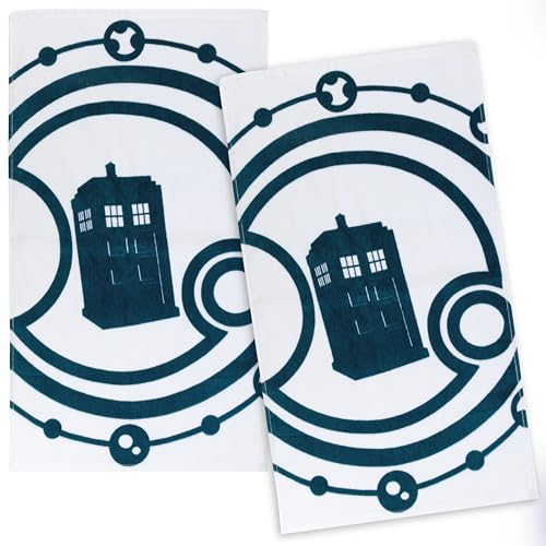 Doctor Who 100% Baumwolle Küchentücher Ofentür Set perfekt 2 hängen Handtücher Dr. TARDIS Logo und Design Gallifreyiens Größe 18"x 24" von DOCTOR WHO