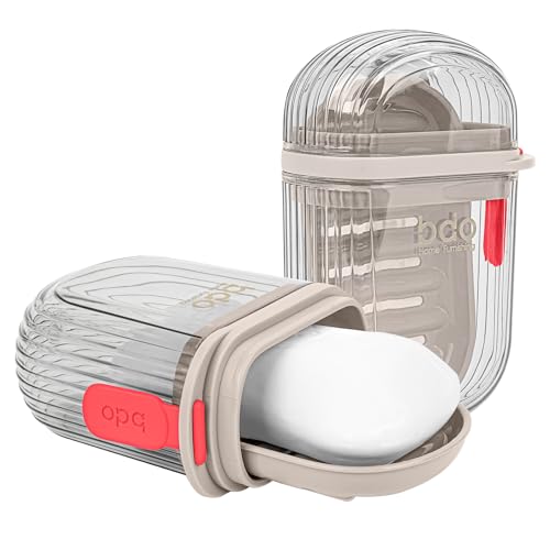 DODAMOUR 2 Stück Reise-Seifenbehälter, tragbare Seifenschale mit Deckel, Kunststoff-Seifenhalter für Zuhause, Outdoor, Wandern, Camping (transparent) von DODAMOUR