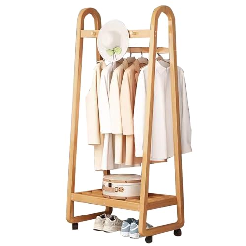 DODOBD Garderoben-Ständer, Flurgarderobe, Mobiler Wäscheständer mit Rollen, mit Haken, Einfach zu montieren, für Schlafzimmer/Eingang : 50CM/60CM/70CM/80CM/100CM, bis 100kg Belastbar von DODOBD