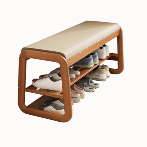 DODOBD Schuhbank aus Bambus,Schuhregal Flur Holz,Schuhbank mit Sitzfläche,Shoe Rack with Seat,Garderobenbank mit Stauraum,Schuhschrank mit Sitzbank,Für Eingangsbereich,50/80/100CM von DODOBD