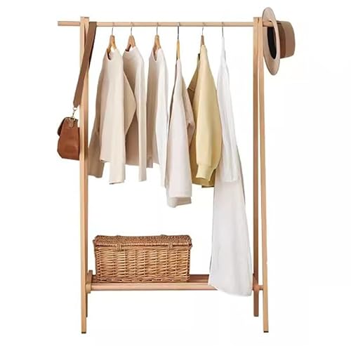 DODOBD Schwere Lagerregal, Moderner Holz Garderobenständer, Kleiderstange, Langlebige, Belastbarkeit 80kg,Eingangsbereich Mantelgestell für Schlafzimmer Flur, 80CM/100CM/120CM, Natur von DODOBD