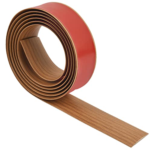 DODUOS 2m*4cm Übergangsprofil Selbstklebend, Braune Holzmaserung Übergangsleiste Selbstklebende Teppichkantenleiste, Bodenprofil Schiene Laminat Übergangsleiste selbstklebend Übergangsprofil Vinyl von DODUOS