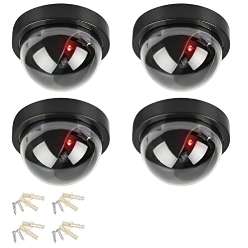 DODUOS 4 Stück Dummy Sicherheits Dome Kameras, Attrappe Kamera CCTV Dummy Überwachungskamera mit Rot Blinkender LED Fake Sicherheitskamera, Fake Kamera Attrappe Dummy Kamera Attrappe von DODUOS