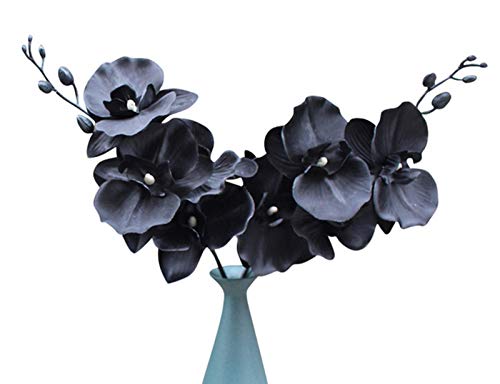 Künstliche Orchideenstiele, 3erSet, 45,7 cm, schwarze tanzende Orchidee, UVbeständig, kein Verblassen, Simulation Phalaenopsis, Seidenpflanzen, fühlt sich echt an, für Weihnachtsblumen, Kränze und von DODXIAOBEUL