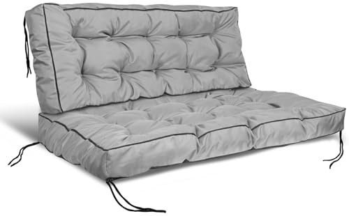 DODfactory wasserdichte Palettenkissen Set, 120x40 + 120x80, Dickes Palettenkissen Outdoor, Bequemes Sitzkissen und Rückenkissen, Europaletten Bankauflagen, Palettensofa Made in EU von DODfactory