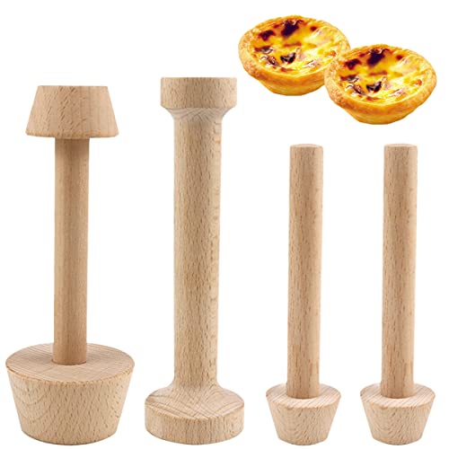 DOERDO 4-teiliges Holz-Torten-Set, doppelseitig, Eierkuchen, Tamper, Gebäck, DIY, Kuchen, Gebäck, Werkzeug für Mini-Eierkuchen, Käsekuchen, Dessertbacken von DOERDO DD