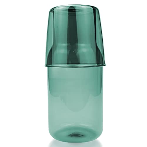 DOERDO Karaffe Nachtwasserkaraffe mit Tumbler-Glas, Mundspülflasche für Badezimmer, Schlafzimmer, Nachttisch, 500 ml von DOERDO DD
