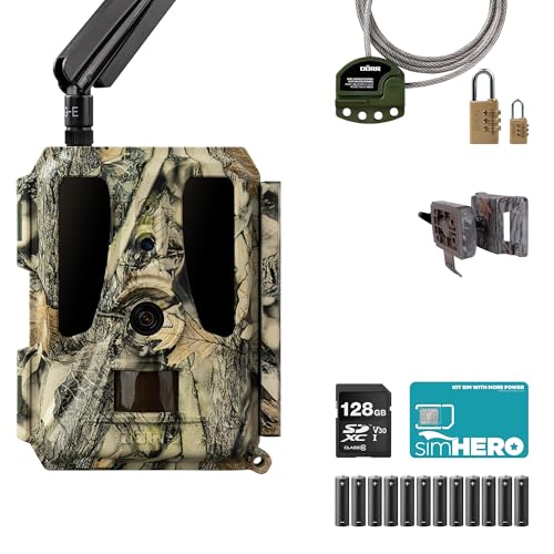 DÖRR Snapshot Cloud Pro 100° - Easy Assembly Set - 4G LTE Wildkamera - Überwachungskamera - APP - 24 MP Bilder - Video Full HD 1080P (1920x1080) - Echtzeitmodus - 60 Black LEDs - Zeitraffer von DÖRR