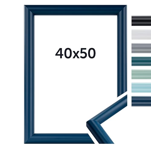 DÖRR Bilderrahmen Aqua - Moderne Farben - Klassischer Schlichter Rahmen - Kunstglas - Echt Holz - From Italy Dunkelblau 40x50 von DÖRR